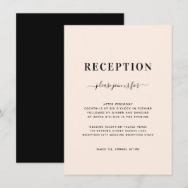 Minimale Blush Pink Black Weddenschap Informatiekaartje