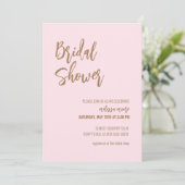 Minimale Blush Pink Bridal Shower-uitnodiging Kaart (Staand voorkant)