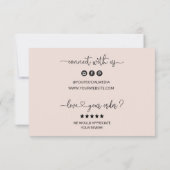 Minimale Blush Pink Business - Hartelijk dank voor Bedankkaart (Achterkant)