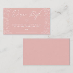 Minimale Blush Pink Diaper Raffle Ticket Informatiekaartje