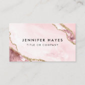 Minimale Blush Pink Gold Glitter Marble Agate QR Visitekaartje (Voorkant)