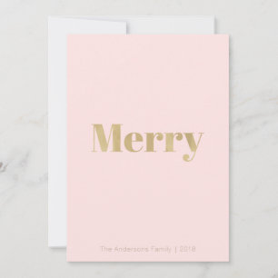 Minimale Blush Pink & Gold Merry-kerstkaart Feestdagenkaart