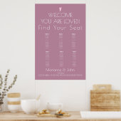 Minimale Blush Pink Heart Wedding Seating Chart Poster (Keuken)
