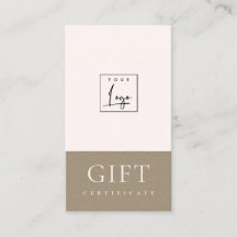 Minimale Blush Pink Kraft Logo Cadeaubon