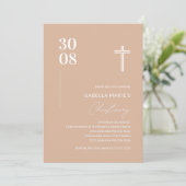 Minimale Blush Pink Modern Girl Christening Kaart (Staand voorkant)
