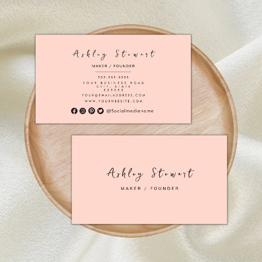 Minimale Blush Pink Modern Professional Branding Visitekaartje