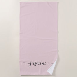 Minimale Blush Pink Monogram Naam Huge Script Strandlaken