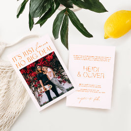 Minimale Blush Pink & Oranje foto Weddenschap I Kaart