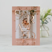 Minimale Blush Pink Overlay Afstudeerder Foto van  Folie Uitnodiging (Staand Voorkant)