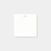 Minimale Blush Pink Script Initialen Eenvoudig Post-it® Notes (Voorkant)