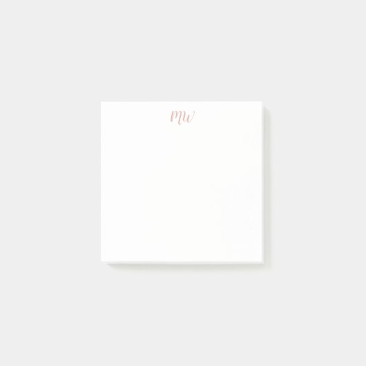 Minimale Blush Pink Script Initialen Eenvoudig Post-it® Notes (Voorkant)