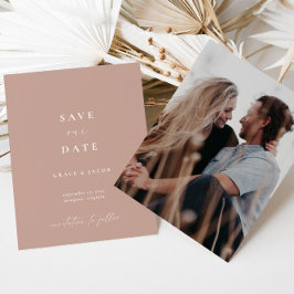 Minimale Blush Pink Script Photo Save the Date
