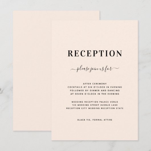 Minimale Blush Pink Weddenschap Informatiekaartje (Voorkant / Achterkant)