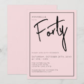 Minimale Blush Roze 40e Veertigste Verjaardag Kaart (Voorkant / Achterkant)
