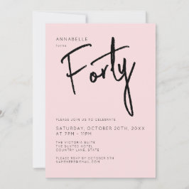 Minimale Blush Roze 40e Veertigste Verjaardag Kaart