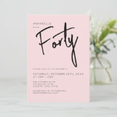 Minimale Blush Roze 40e Veertigste Verjaardag Kaart (Staand voorkant)