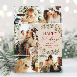 Minimale Blush Roze 5 Foto's Gelukkig Kerstkaart