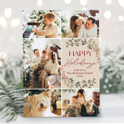 Minimale Blush Roze 5 Foto's Gelukkig Kerstkaart