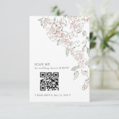 Minimale Blush Roze Bloemencode QR Code Trouw RSVP Informatiekaartje (Staand voorkant)