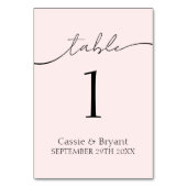 Minimale Blush Roze Bruiloft Tafelnummer (Voorkant)