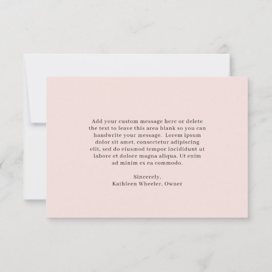 Minimale Blush Roze Eenvoudige Elegante Moderne Za Bedankkaart (Achterkant)