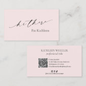 Minimale Blush Roze Eenvoudige QR Code Elegant Mod Visitekaartje (Voorkant / Achterkant)