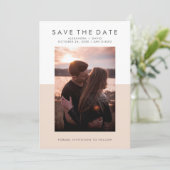 Minimale Blush roze en White Photo Save the Date (Staand voorkant)