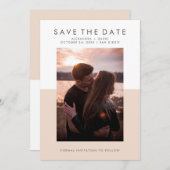 Minimale Blush roze en White Photo Save the Date (Voorkant / Achterkant)