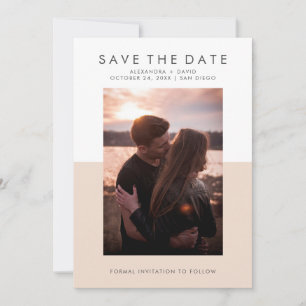 Minimale Blush roze en White Photo Save the Date
