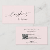 Minimale Blush Roze QR Code Elegante Wimpers Moder Visitekaartje (Voorkant / Achterkant)