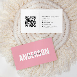 Minimale Blush Roze QR-code Modern Professional Visitekaartje