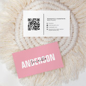 Minimale Blush Roze QR-code Modern Professional Visitekaartje