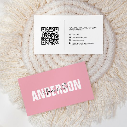 Minimale Blush Roze QR-code Modern Professional Visitekaartje