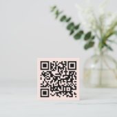 Minimale Blush Roze QR Code Social Media Iconen Vierkante Visitekaartje (Staand voorkant)