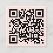 Minimale Blush Roze QR Code Social Media Iconen Vierkante Visitekaartje (Voorkant)