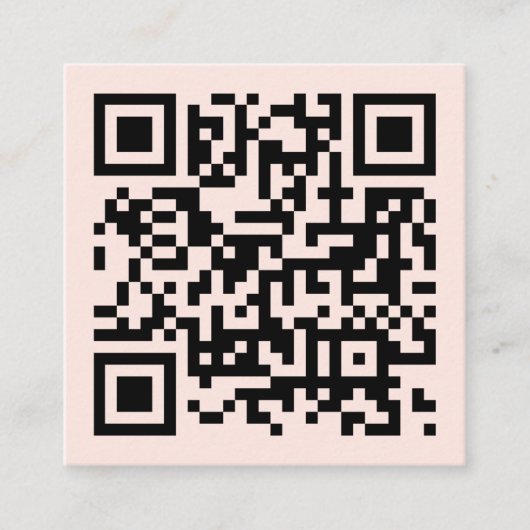 Minimale Blush Roze QR Code Social Media Iconen Vierkante Visitekaartje (Voorkant)
