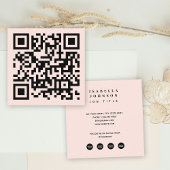 Minimale Blush Roze QR Code Social Media Iconen Vierkante Visitekaartje