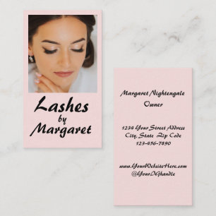 Minimale Blush Roze Zwarte Script Foto Wimpers Visitekaartje