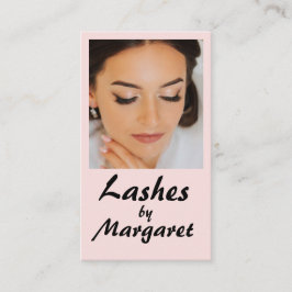 Minimale Blush Roze Zwarte Script Foto Wimpers Visitekaartje