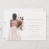 Minimale Blush Wedding Gown Vrijgezellenfeest Uitn Bedankkaart (Voorkant)