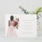 Minimale Blush Wedding Gown Vrijgezellenfeest Uitn Bedankkaart (Staand voorkant)