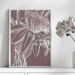 Minimale bodembekentenis voor het tekenen van een  poster<br><div class="desc">Een mooie,  minimalistische moderne lijntekening van een  bloem in stoffige pruimen</div>