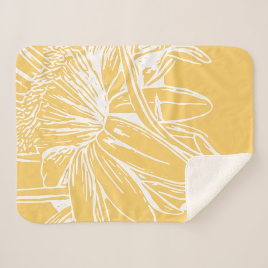 Minimale bodemlijn Tekening geel Sherpa Deken (Voorkant (horizontaal))