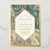 Minimale Bohemen Artistic Abstract Wedding Gold Folie Uitnodiging (Voorkant)