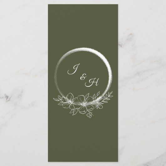 Minimale Bohemen Olive Green Wedding Menus Menu (Achterkant)
