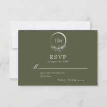 Minimale Bohemen Olive Green Wedding RSVP Kaart
