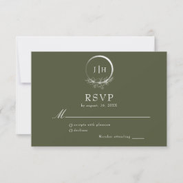 Minimale Bohemen Olive Green Wedding RSVP Kaart