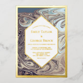 Minimale Bohemian Earth Tone Abstract Wedding Gold Folie Uitnodiging (Voorkant)