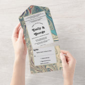 Minimale Bohemian Grey Abstract Artistic Wedding All In One Uitnodiging (Afscheurbaar)