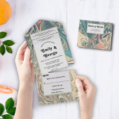 Minimale Bohemian Grey Abstract Artistic Wedding All In One Uitnodiging